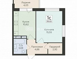 1-комнатная квартира, 39.65 м2