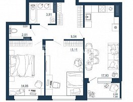 2-комнатная квартира, 64.55 м2