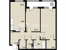 2-комнатная квартира, 82.05 м2