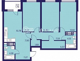 3-комнатная квартира, 93.59 м2