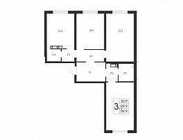 3-комнатная квартира, 89.9 м2