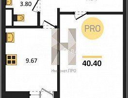 1-комнатная квартира, 40.4 м2