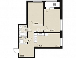 2-комнатная квартира, 75.32 м2