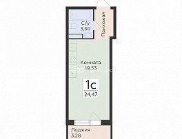 1-комнатная квартира, 24.47 м2