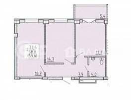 2-комнатная квартира, 59.6 м2