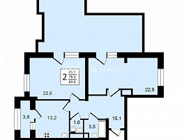 2-комнатная квартира, 80.8 м2