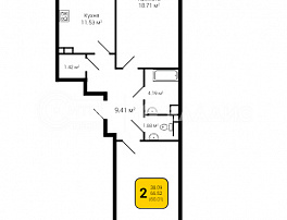 2-комнатная квартира, 68.01 м2