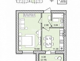 1-комнатная квартира, 40.02 м2