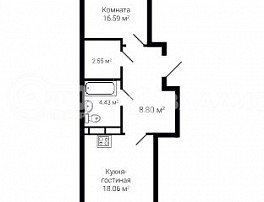 1-комнатная квартира, 52.43 м2