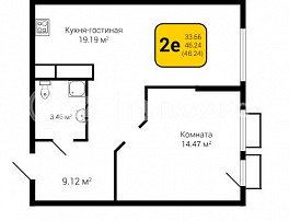 1-комнатная квартира, 46.24 м2