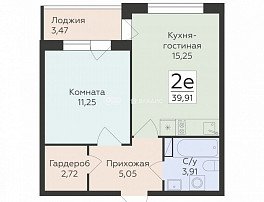 2-комнатная квартира, 39.91 м2