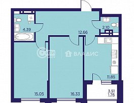 2-комнатная квартира, 64.14 м2