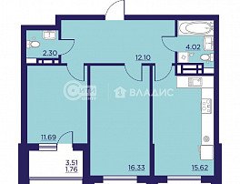 2-комнатная квартира, 63.82 м2