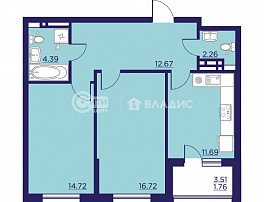 2-комнатная квартира, 64.21 м2