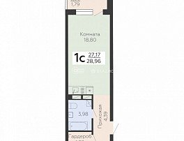 1-комнатная квартира, 28.96 м2