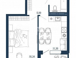 1-комнатная квартира, 40.05 м2