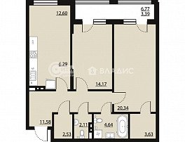 2-комнатная квартира, 82.01 м2