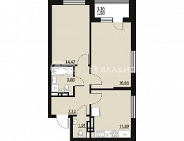 2-комнатная квартира, 57.54 м2