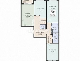 3-комнатная квартира, 98.96 м2