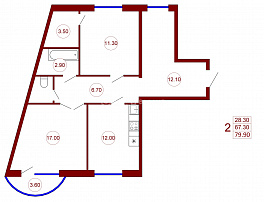 2-комнатная квартира, 79.9 м2