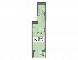 1-комнатная квартира, 23.46 м2