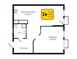 1-комнатная квартира, 46.24 м2