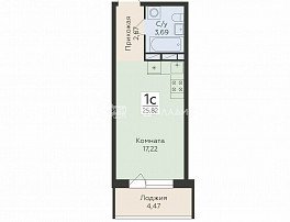 1-комнатная квартира, 25.82 м2