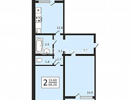 2-комнатная квартира, 68.3 м2