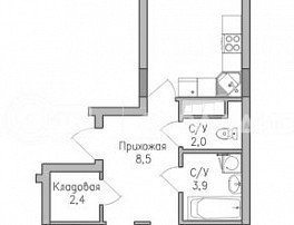 2-комнатная квартира, 66 м2