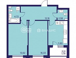 2-комнатная квартира, 65.02 м2