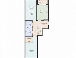 2-комнатная квартира, 71.23 м2