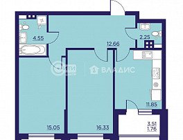 2-комнатная квартира, 64.45 м2