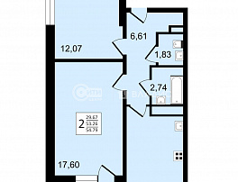 2-комнатная квартира, 54.79 м2