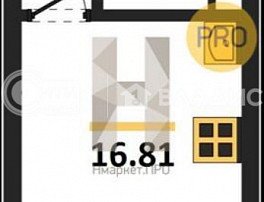 1-комнатная квартира, 16.81 м2