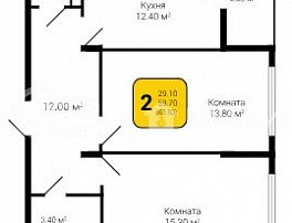 2-комнатная квартира, 61.1 м2