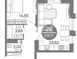 2-комнатная квартира, 59.17 м2