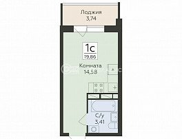 1-комнатная квартира, 19.86 м2