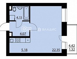 1-комнатная квартира, 36.84 м2