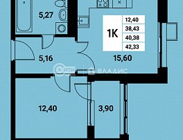1-комнатная квартира, 39.78 м2