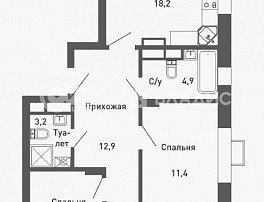 3-комнатная квартира, 82.4 м2