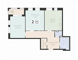 2-комнатная квартира, 75.1 м2