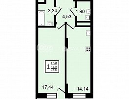 1-комнатная квартира, 42.14 м2