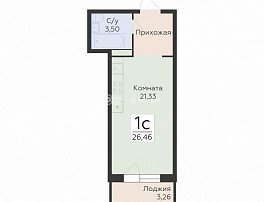 1-комнатная квартира, 26.46 м2