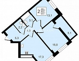 2-комнатная квартира, 63.5 м2