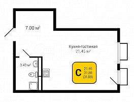 1-комнатная квартира, 31.88 м2