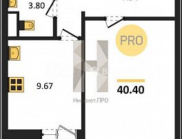 1-комнатная квартира, 40.4 м2