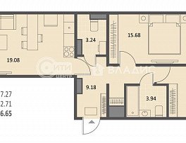 2-комнатная квартира, 66.65 м2