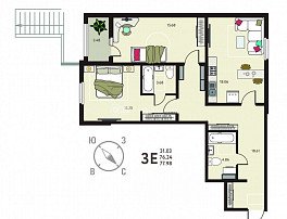 2-комнатная квартира, 77.98 м2
