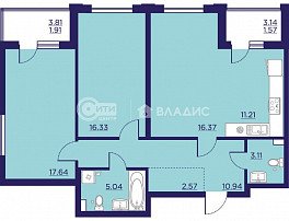 2-комнатная квартира, 86.69 м2