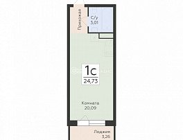 1-комнатная квартира, 24.73 м2